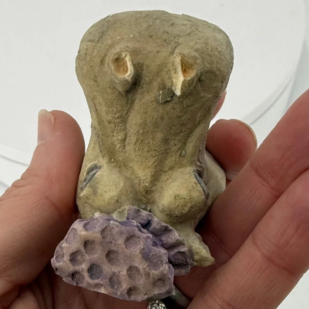 Vintage Hippopotamus House Hippo Refrigerator Magnet With Purple Showercap